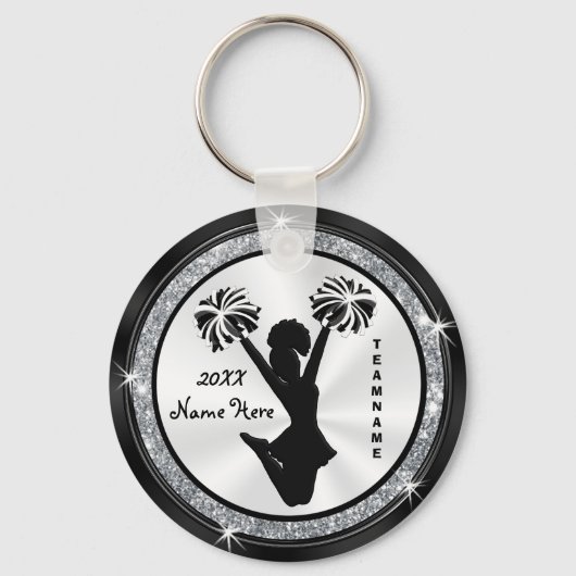 白黒とシルバーの応援カスタムキーホルダー キーホルダー (正面)