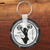 白黒とシルバーの応援カスタムキーホルダー キーホルダー (裏面)