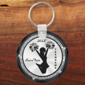 白黒とシルバーの応援カスタムキーホルダー キーホルダー (正面)