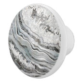 白黒とシルバーGeodeデジタルアート セラミックノブ (右)