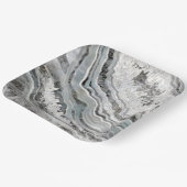白黒とシルバーGeodeデジタルアート ペーパープレート (傾斜あり)