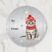 白黒とタンタイガー子猫と帽子とスカーフ フェイバータグ (正面)