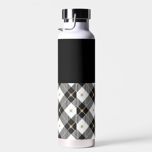 白黒とタンランバージャックプレイドモノグラムメッド ウォーターボトル (右面)
