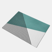 白黒とターコイズのシンプル幾何学模様 ドアマット (アングル)