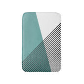 白黒とターコイズのシンプル幾何学模様 バスマット (正面縦)