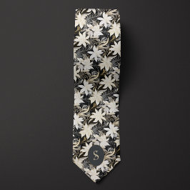 白黒とトープのモノグラム ネクタイ