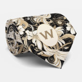 白黒とトープのモノグラム ネクタイ (ロール)
