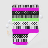 白黒とネオンのパッチワークストライプ ゴルフタオル (インサイチュ)