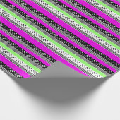 白黒とネオンのパッチワークストライプ ラッピングペーパー (角)