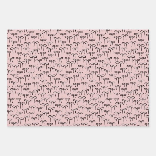 白黒とバラシンプルの弓パターン ラッピングペーパーシート (正面3)