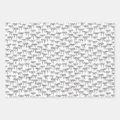 白黒とバラシンプルの弓パターン ラッピングペーパーシート (正面2)