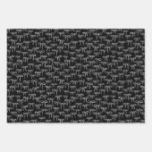 白黒とバラシンプルの弓パターン ラッピングペーパーシート (正面)