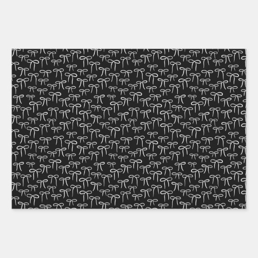 白黒とバラシンプルの弓パターン ラッピングペーパーシート (正面)