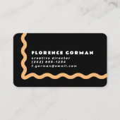 白黒とパステルオレンジウェーブフレーム 名刺 (正面)