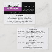 白黒とパープルコーナーのレジューム・カード 名刺 (正面/裏面)