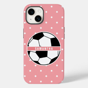 白黒とピンクのスポーティガーリーサッカーモノグラム Case-Mate iPhone 14ケース