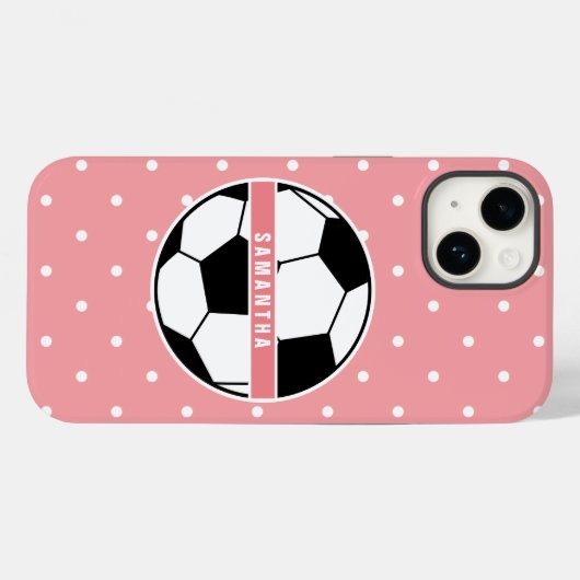 白黒とピンクのスポーティガーリーサッカーモノグラム Case-Mate iPhoneケース (裏面 (横))