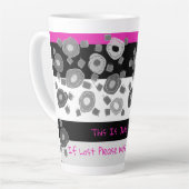 白黒とピンクのマグカップお返もしし失った下さい カフェラテマグ (左アングル)
