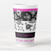 白黒とピンクのマグカップお返もしし失った下さい カフェラテマグ (正面)