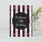 白黒とピンクの幾何学的パーティの招待状 招待状 (スタンド正面)