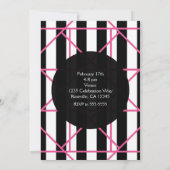 白黒とピンクの幾何学的パーティの招待状 招待状 (裏面)
