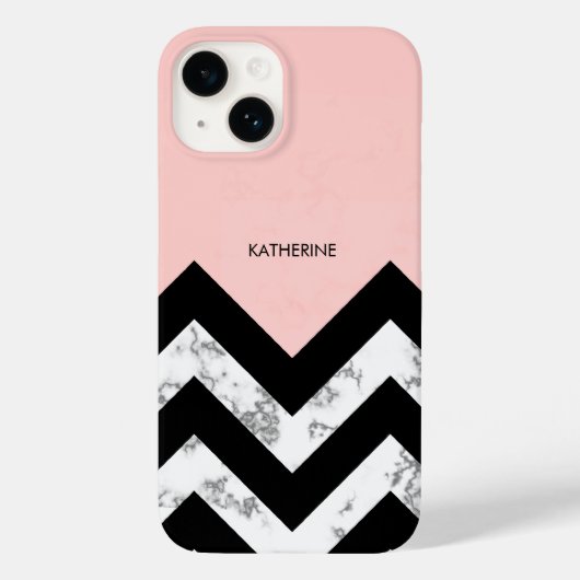 白黒とピンクシェブロン Case-Mate iPhoneケース (裏面)