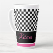 白黒とピンク カフェラテマグ (左アングル)