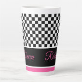 白黒とピンク カフェラテマグ (正面)