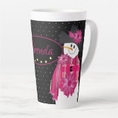 白黒とピンク カフェラテマグ (右アングル)