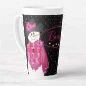 白黒とピンク カフェラテマグ (左アングル)