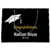 白黒とフェイク金ゴールド卒業 ラージペーパーバッグ (正面)