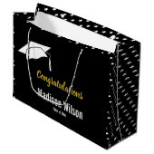 白黒とフェイク金ゴールド卒業 ラージペーパーバッグ (正面アングル)