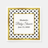 白黒とフェイク金ゴールド赤ちゃんシャワー スタンダードカクテルナプキン (正面)