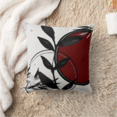 白黒とブルゴーニュ赤い水の色葉の クッション (ブランケット)