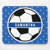 白黒とブルーサッカー選手スポーツモノグラム マウスパッド (正面)