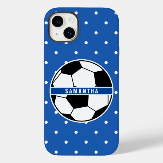 白黒とブルーサッカー選手スポーツモノグラム Case-Mate iPhoneケース (裏面)