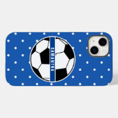白黒とブルーサッカー選手スポーツモノグラム Case-Mate iPhoneケース (裏面 (横))