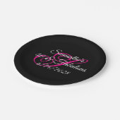 白黒とホットピンクモノグラム40と素晴らしい ペーパープレート (アングル)