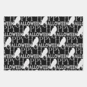 白黒とモダン金ゴールドシック大人ハロウィーン ラッピングペーパーシート (正面3)
