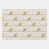 白黒とモダン金ゴールドシック大人ハロウィーン ラッピングペーパーシート (正面2)