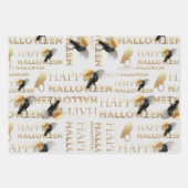 白黒とモダン金ゴールドシック大人ハロウィーン ラッピングペーパーシート (正面2)