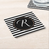 白黒とモノグラム紙コースター スクエアペーパーコースター (アングル)