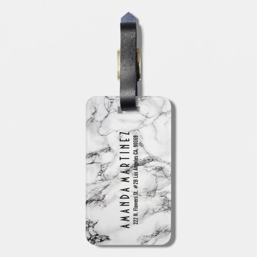 白黒とライトグレー大理石模様 ラゲッジタグ (裏面縦)