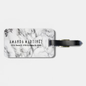 白黒とライトグレー大理石模様 ラゲッジタグ (裏面横)