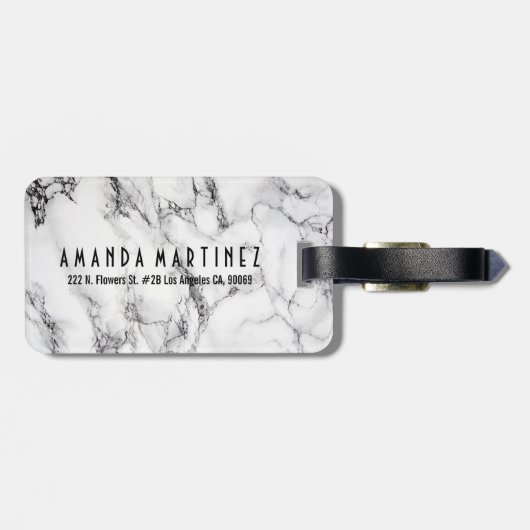 白黒とライトグレー大理石模様 ラゲッジタグ (裏面横)