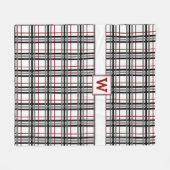 白黒とレッドプレイドフリースブランケット フリースブランケット (正面(横))