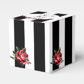 白黒とレッドローズ結婚式の引き出物ボックス フェイバーボックス (正面サイド)