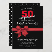 白黒とレッド50と素晴らしい誕生日パーティー 招待状 (正面/裏面)