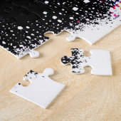 白黒と抽象芸術カラフルの林道 ジグソーパズル (側面)