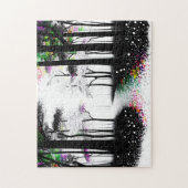 白黒と抽象芸術カラフルの林道 ジグソーパズル (縦)